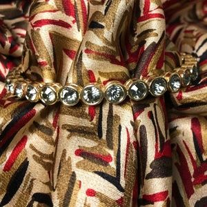 Heavy‎ gold tone Grey Rhinestone bangle bracelet